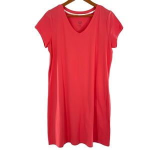 Issac Mizrahi Live Essentials V-Neck Coral Short Sleeve Tee Dress Size in Medium